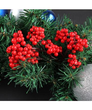 HOMSFOU 50 Pcs Artificial Red Fruit Xmas Holly Berries Stems Simulation Red Berries Holly Berries for Crafts Fake Holly Berries Desk Topper Christmas Tree Picks Plastic Fake Branch Berry - Buy Online on GoSupps.com