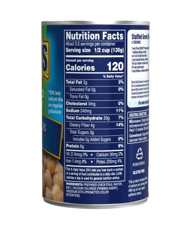 BUSH'S BEST Reduced Sodium Garbanzo Beans 16 oz (12 cans) - Plant Based Protein, Fiber, Low Fat, Gluten Free - Buy Online on GoSupps.com