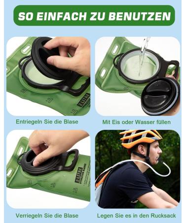 Zacro 2L Hydration Bladder & Water Bag - Antimicrobial BPA-Free Portable Drinking Bag for Hiking Camping Running Cycling | Green - Buy Online on GoSupps.com