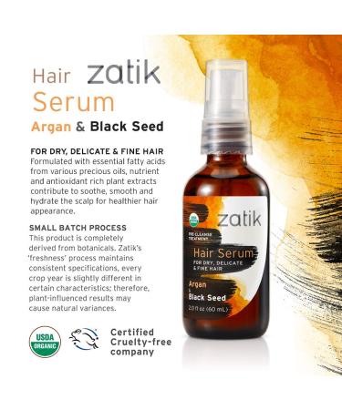 ZATIK Organic Argan & Black Seed Hair Serum 2oz - Nourishing Hair Treatment - Buy Online on GoSupps.com