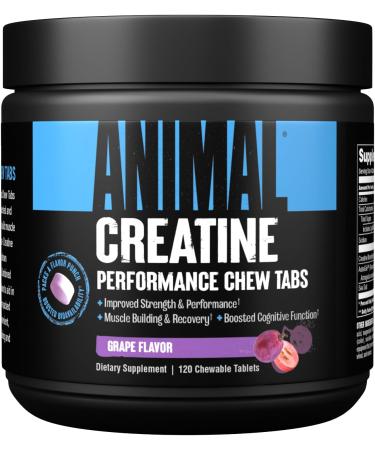 Animal Creatine Chews Tablets - Enhanced Creatine Monohydrate with AstraGin to Improve Absorption, Sea Salt for Added Pumps, Delicious and Convenient Chewable Tablets - Grape