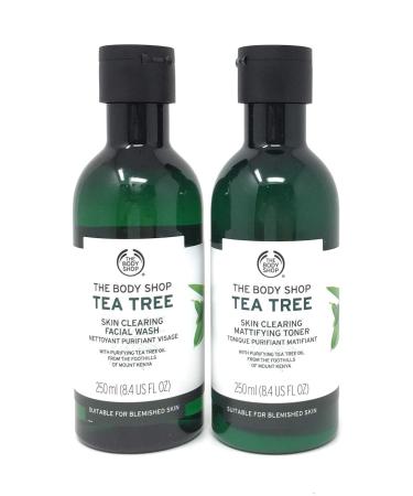 The Body Shop Tea Tree Duo Set 100% Vegan Facial Wash and Mattifying Toner