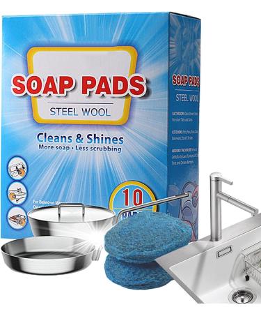Metal Scrubber Brush Pre-Soaped Steel Wool Cleaner Brush Portable Metal Scouring Cleaning Pads for Dishes Pots Pans - Buy Online on GoSupps.com