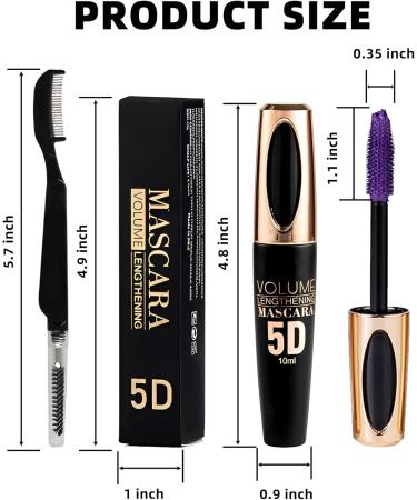 Purple Waterproof Mascara for Eyelashes 5D Silk Fiber Mascara with Folding Eyelash Comb Brush Liquid Colored Mascara Lash Extensions Volumizing and Thick Smudge-proof Long Lasting Party Stage Use - Buy Online on GoSupps.com