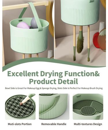 3 in 1 Silicone Makeup Brush Cleaner Bowl - Green | Brush Drying Rack & Storage for Brushes Sponges & Powder Puffs | Ideal Makeup Cleaning Tool - Buy Online on GoSupps.com