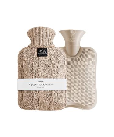 Olivialiving hot bottle hot water bottle 2 liters for warming up and freezing with a knitting cover for pain relief heat and cold therapy Khaki - Buy Online on GoSupps.com