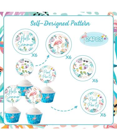 Cheereveal 24 Pieces Pool Party Cupcake Toppers Blue Summer Beach Flamingo Swimming Rings Cupcake Picks Hello Summer Tropical Hawaiian Theme Baby Shower Gender Reveal Birthday Decorations Supplies - Buy Online on GoSupps.com