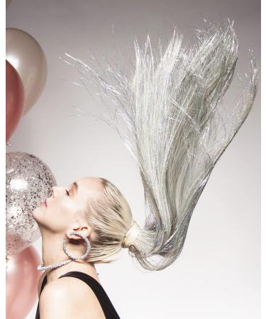 250 Silver Hair Tinsel Extensions - Fairy Holographic Sparkle Glitter Accessory for Women & Girls - Buy Online on GoSupps.com