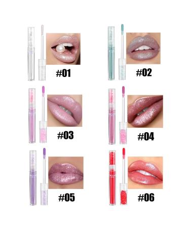 6PCS Luminous Lip Gloss Set - Shimmery Glitter & Hydrating Lipsticks in Berry Pink Nude Red Purple Orange - Lightweight Moisturizer for Gorgeous Lips - Buy Online on GoSupps.com