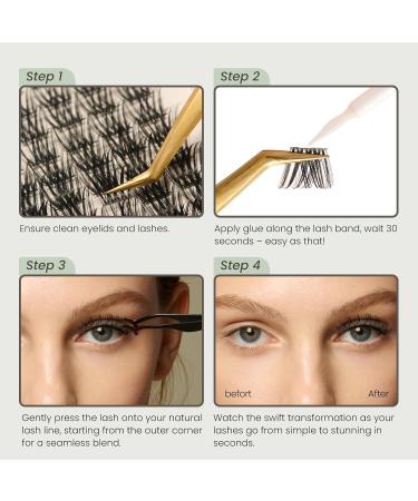 Cashmeren Silk Cluster Lashes - DIY Individual Eyelash Extensions | Lightweight Natural Lashes for Everyday Use | 72 Ethereal Beauty Lash Clusters (D-8-16 MIX - Buy Online on GoSupps.com