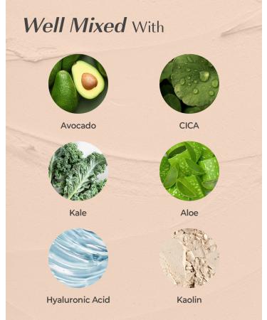 Glam Up Moisturizing Avocado Clay Mask - Vegan Face Mask for Deep Hydration and Pore Cleansing - 100% Hypoallergenic Superfood Skincare - 125ml/4.23 Oz - Buy Online on GoSupps.com