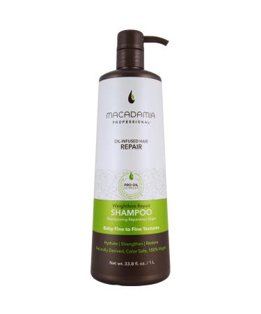 Macadamia Professional Hair Care Sulfate Paraben Free Natural Organic CrueltyFree Vegan Hair Products Weightless Hair Repair Shampoo   Green  Sheer Pecan  33.8 Fl Oz