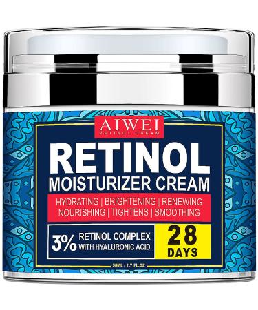 AIWEI Retinol Cream - Boosts Collagen  Hydrates and Brightens Skin - Face Moisturizer for Men and Women - 1.7 oz