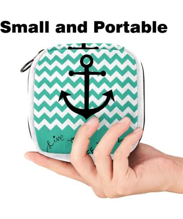 Sanitary Napkin Storage Bag | Period Tampon Makeup Pad Pouch | Anchor & Green Stripe Color - Buy Online on GoSupps.com