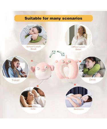 JOYRAVO 2-in-1 Travel Pillow for Kids - Pink Fish Animal Plushie Neck Pillow for Comfortable Airplane and Car Trips - Buy Online on GoSupps.com