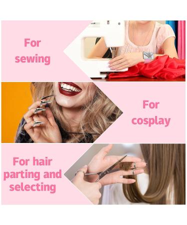 10-Piece Hair Parting Ring Set with Steel Rat Tail Comb - Pink/Silver Magnetic Wrist Pin Hair Parting Tool - Buy Online on GoSupps.com