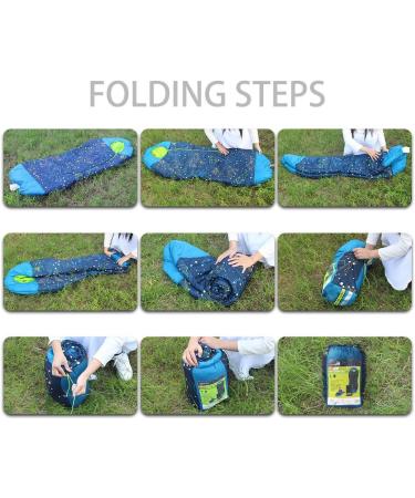AceCamp Glow in The Dark Mummy Sleeping Bag for Kids & Youth | 30F/-1C Temp Rating | Water-Resistant for Camping, Hiking & Slumber Party - Blue - Buy Online on GoSupps.com