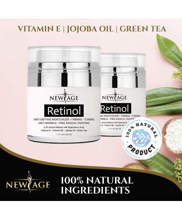 New Age Retinol Cream Neck & Facial Serum with Hyaluronic Acid & Vitamin E - Anti Aging Formula for Wrinkles & Fine Lines - 1.7 Fl Oz, 2 Pack - Buy Online on GoSupps.com