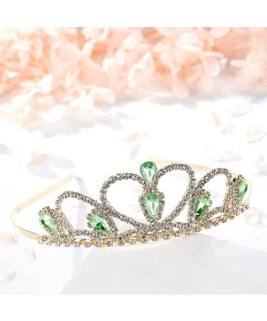 Green Gems Rhinestone Gold Tiara for Little Kid Big Kid | Lovelyshop Princess Crown for Prom & Birthdays - Buy Online on GoSupps.com
