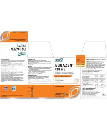 EQUAZEN Omega-3 & 6 Chews | Brain Function Support for Children & Adults | 180 Strawberry Flavoured Chews - Buy Online on GoSupps.com