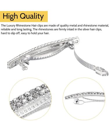 2 Pieces Rhinestone Hair Barrettes metal Spring Hairpin water Drill Horsetail Clip stylish Side Clip Hairpin for Women and Girls to Weave Hair Accessories(gold and silver) - Buy Online on GoSupps.com