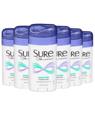 SURE Antiperspirant Deodorant Solid Unscented 2.6 Ounce (Pack of 6) - Buy Online on GoSupps.com