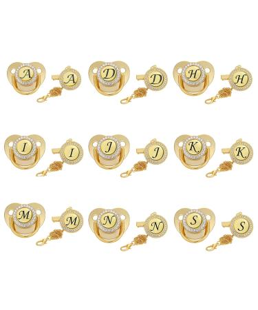 Custom Gold Orthopedic Pacifiers for Newborns - Personalized Initials & Clips | 2-Pack - Buy Online on GoSupps.com