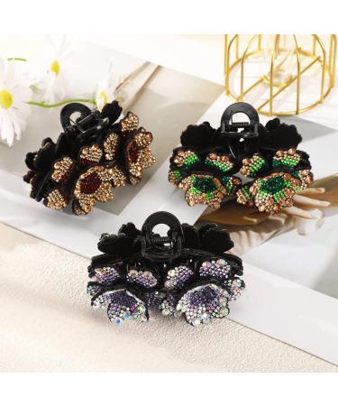 Rhinestone Double Flower Hair Clips for Women - Handmade Crystal Hairgrip for Fashionable Hair Accessories - Buy Online on GoSupps.com