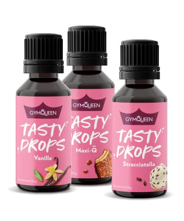 GymQueen Tasty Drops 3x30ml Vanilla Maxi Q Stracciatella Flavour Drops without calories Ice Cream Mix 30 ml (pack of 3)