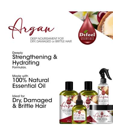 Difeel Essentials Deep Nourishing Argan Hair Oil 2.5 oz - Anti Frizz Treatment Made with 100% Natural Essential Oils - Buy Online on GoSupps.com