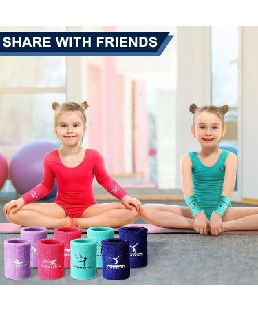 Kids Sports Wristbands Set | Colorful Sweatbands for Gym | Polyester Cotton Wrist Bands | Pink Navy Light Purple Turquoise - 4 Pairs - Buy Online on GoSupps.com
