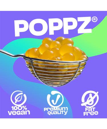 Poppz Popping Boba Pearls for Bubble Tea - Passion Fruit Juice Filled Pearls, 450g - Pack of 1 - Buy Online on GoSupps.com