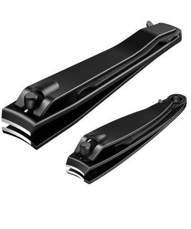 Nail Clipper Set Premium stainless steel fingernail and toenail Clipper cutter fingernail clipper cutter sets with nail file Sharp effortless stainless steel nail clipper (black) black