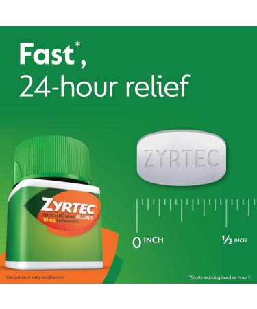 Zyrtec 24 Hour Allergy Relief Tablets 10mg - 60 Count Anti histamine Medicine - Buy Online on GoSupps.com