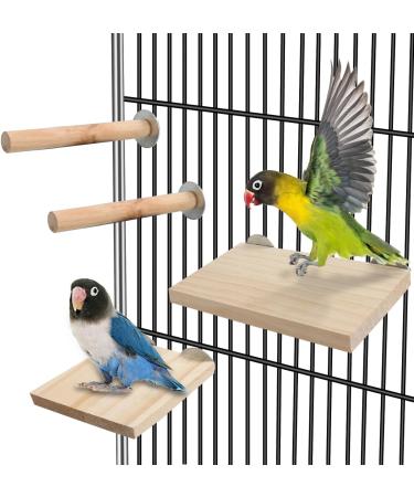 QUOZUO Bird Perches Stand Platform Natural Wood Parrot Toy Perch Stand Budgie Cage Accessories for parakeets Cockatiel Parrot - Buy Online on GoSupps.com