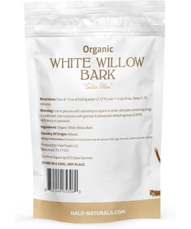 Halo Naturals Organic White Willow Bark 4 oz Cut & Sifted | USDA Certified | Packaged in USA - Buy Online on GoSupps.com