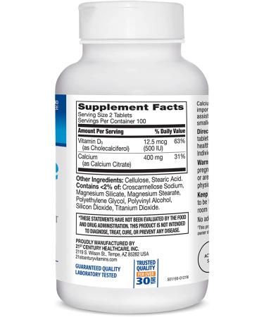 Buy 21st Century Calcium Citrate Petites + D3 - 200 Coated Tablets for Strong Bones - Buy Online on GoSupps.com