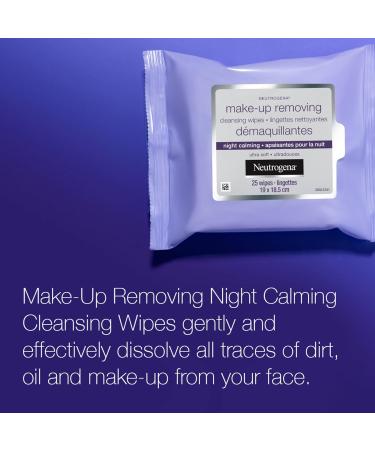 Neutrogena Makeup Removing Cleansing Wipes Night Calming - 19 x 18.5 cm - Pack of 2 - 25 Count - Buy Online on GoSupps.com