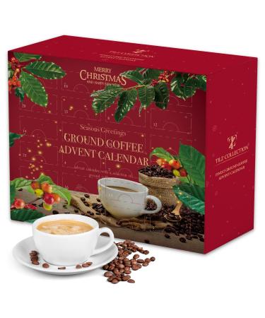 Coffee Advent Calendar 2023 - Selection of 24 Premium Flavoured Coffee Mix - Christmas Presents for Men and Women - Christmas Calendar - Coffee Gifts for Men and Women (Ground Coffee) Ground Coffee Advent