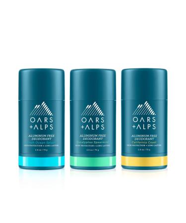 Oars + Alps Aluminum Free Deodorant for Men and Women Dermatologist Tested and Made with Clean Ingredients Variety 3 Pack 2.6 Oz Each 3ct - Variety 2.6 Ounce (Pack of 3)