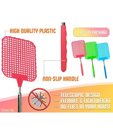 3 PCS Extendable Fly Swatter Set - Heavy Duty Bug Swatter with Telescoping Metal Handle - Buy Online on GoSupps.com