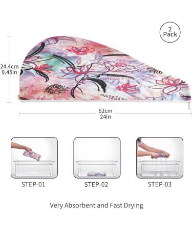 Flower Print Dry Hair Cap Set - 2 Piece Quick Drying Towel & Button Headband | Super Absorbent & Comfortable for All Hair Types - Buy Online on GoSupps.com