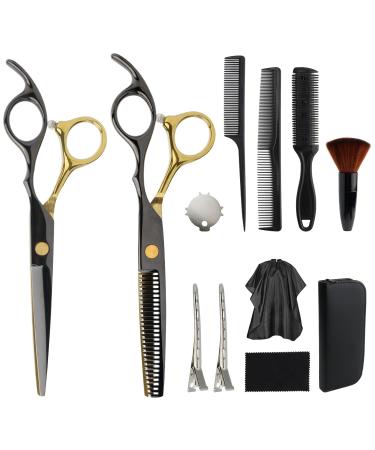DUSCS Hair Cutting Scissors Set Professional Barber Hair Scissors Thinning Shears Hair Cutting Kit with Comb Cape Clips for Haircut Stylist Salon Home Men Women