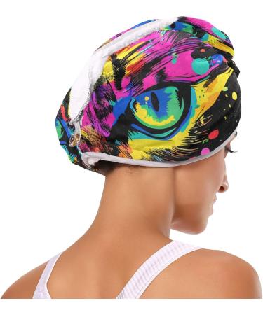 Buy Abstract Doodle Tiger Eyes Hair Towel 2 Pack - Super Absorbent Quick Dry Hair Turbans for Women & Girls | International Shipping Available - Buy Online on GoSupps.com