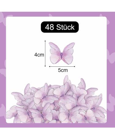 48 Edible Tortendeco Butterflies for Cakes - Purple Cake Decorations for Birthdays & Weddings | Muffin & Cake Topper - Buy Online on GoSupps.com