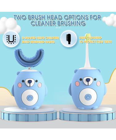 Kids Electric Toothbrush  U-Shaped Ultrasonic Toddler Automatic Toothbrush with Six Smart Modes Auto Whitening Toothbrush IPX7 Waterproof Design for Children Kids Toddler 2-7 Years (Blue) 1-bule - Buy Online on GoSupps.com