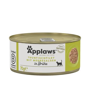 Applaws Cat Food Tin Tuna and Seaweed 70g Pack of 24 Tuna fillet with seaweed in broth 1.68 kg (1 pack) - Buy Online on GoSupps.com