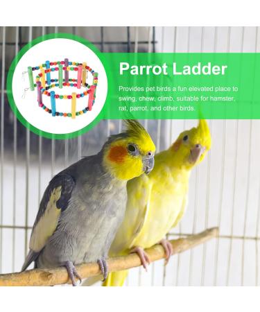 UEETEK Colorful Ladder Bird Toy 12-Step Flexible Ladders Wooden Rainbow Bridge Swings for Parrots Pet Trainning (Random Color) - Buy Online on GoSupps.com