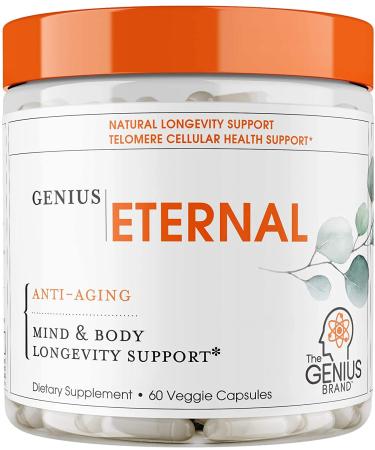 Genius Eternal, NAD & NMN Anti-Aging Supplement - Nicotinamide Mononucleotide Telomere Capsules - NRF2 NADH Activator Supplements, Stem Cell Support for Longevity, Cellular Energy, Metabolism & Repair