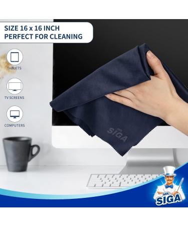 MR.SIGA Premium Microfiber Cleaning Cloths - 3 Pack Navy & Gray 16x16 & 6x7 for Eyeglasses TV Screens Tablets & Silver Porcelain - Buy Online on GoSupps.com